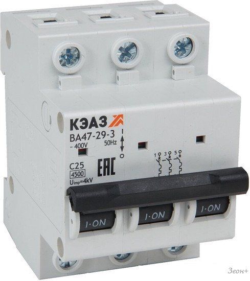Выключатель автоматический КЭАЗ ВА47-29-3C50-УХЛ3 (4.5кА) 318295
