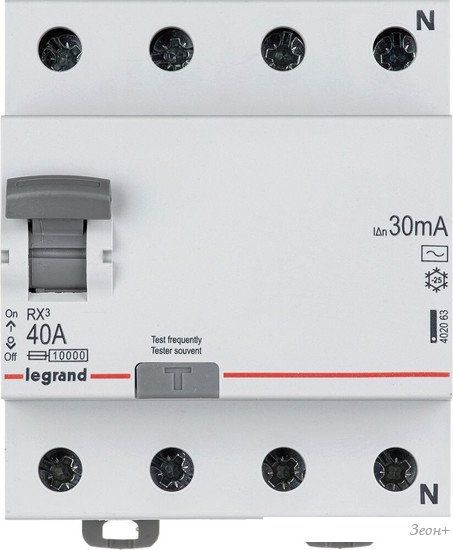 Устройство защитного отключения Legrand RХ3 4P 40A 30mA 10kA 4M тип АС 402063