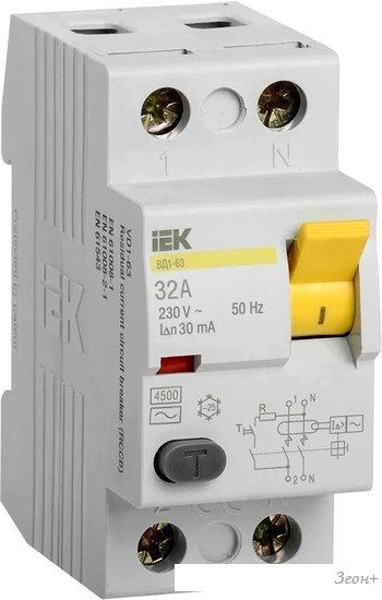 Устройство защитного отключения IEK ВД1-63 2P 32А 30mA MDV10-2-032-030