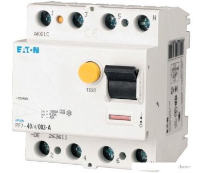 Дифференциальный автомат Eaton PF7 4P 63A 30мА 10кА 4M G 263625