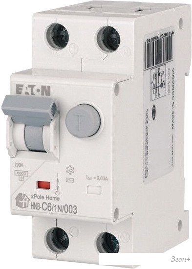 Дифференциальный автомат Eaton HNB-C61N003 1P+N 6А С 6кА 30мА АС 2М 195124