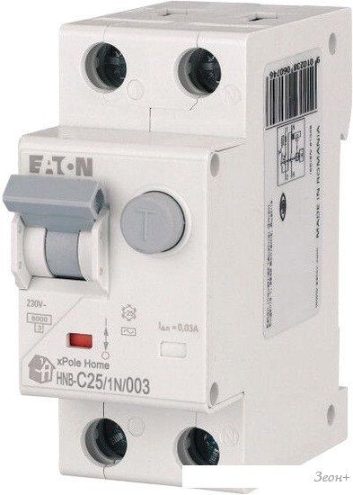 Дифференциальный автомат Eaton HNB-C251N003 1P+N 25А С 6кА 30мА АС 2М 195129