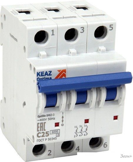 Выключатель автоматический КЭАЗ 3P C 20А 6кА OptiDin BM63-3C20-УХЛ3 260793