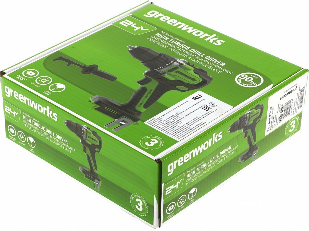 Дрель-шуруповерт Greenworks GD24DD90 3707507 (без АКБ)