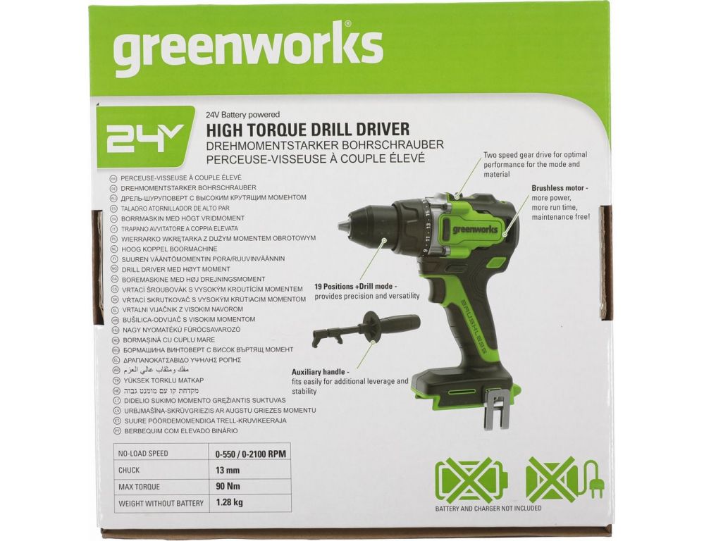 Дрель-шуруповерт Greenworks GD24DD90 3707507 (без АКБ)