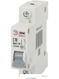 Выключатель автоматический ЭРА Simple-Mod-02 ВА47-29 1P 10А 4.5кА C Б0039219