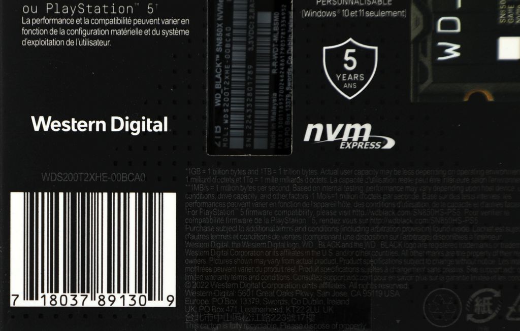 SSD WD Black SN850X NVMe Heatsink 2TB WDS200T2XHE