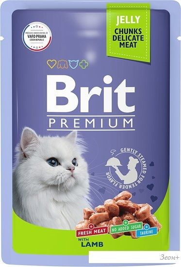 Пресервы Brit Premium для взрослых кошек ягненок в желе 85 г