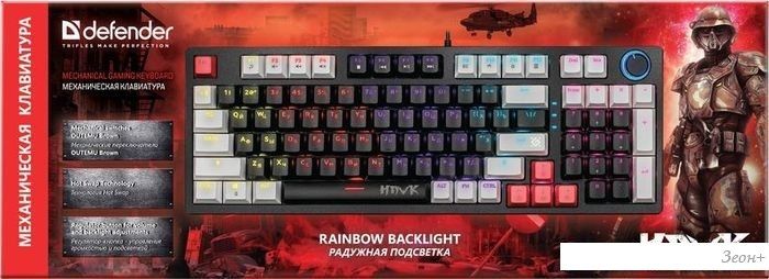 Клавиатура Defender Hawk GK-418 (черный, Outemu Brown)