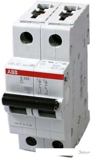 Выключатель автоматический ABB S 202 2P С 16А 6кА 2M 2CDS252001R0164