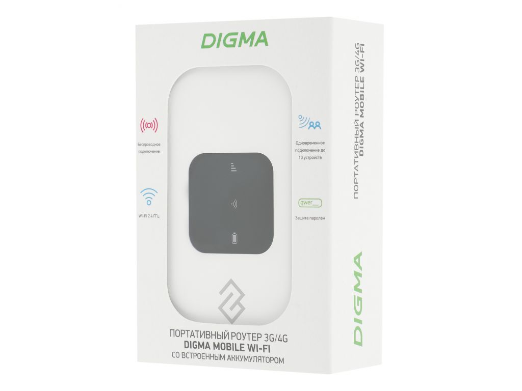 Модем 3G/4G Digma Mobile Wi-Fi DMW1880 micro USB Wi-Fi Firewall +Router внешний белый DMW1880WH