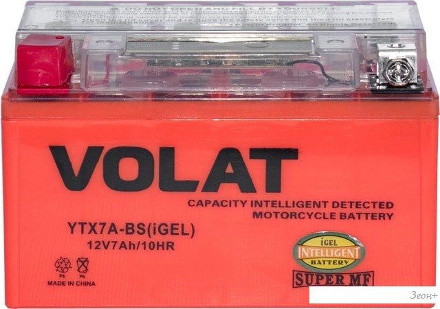 Мотоциклетный аккумулятор VOLAT YTX7A-BS(iGEL) (7 А·ч)