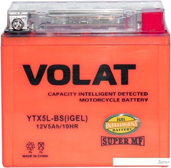 Мотоциклетный аккумулятор VOLAT YTX5L-BS(iGEL) (5 А·ч)