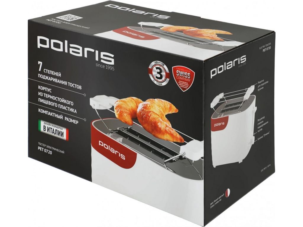 Тостер Polaris PET 0720 (белый/красный)