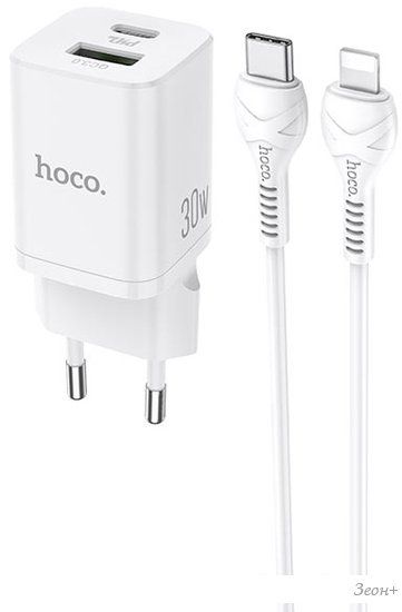 Сетевое зарядное Hoco N13 Bright Lightning (белый)