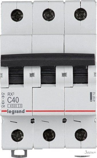 Выключатель автоматический Legrand RX3 3P C 40A 4.5кА 3M 419712