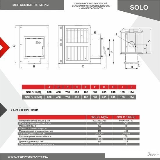 Банная печь Термокрафт Solo 14S