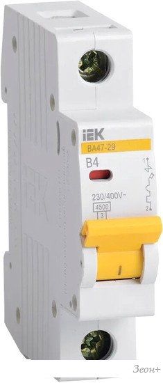 Выключатель автоматический IEK ВА 47-29 4А 1P 4.5кА B MVA20-1-004-B