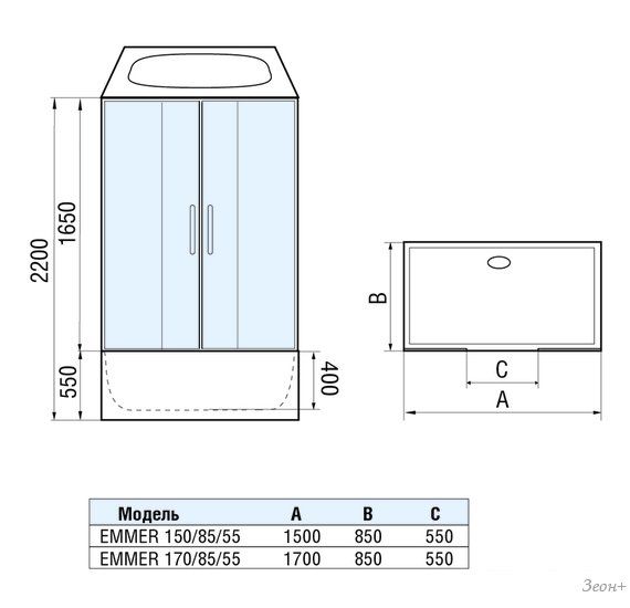Душевая кабина WeltWasser WW500 Emmer 150/85/55
