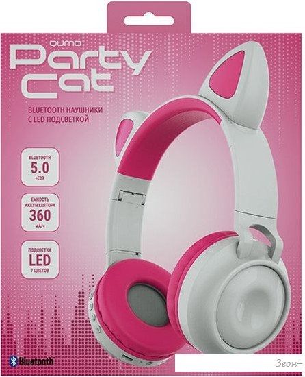 Наушники QUMO Party Cat 32305 (белый/розовый)