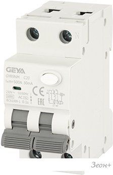 Дифференциальный автомат GEYA GYR9N 1P+N 20A C 6кА 30 мА AC GYR9NMC2030MA