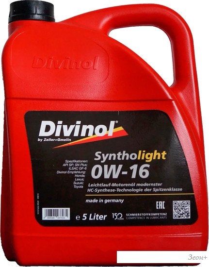 Моторное масло Divinol Syntholight 0W-16 4л