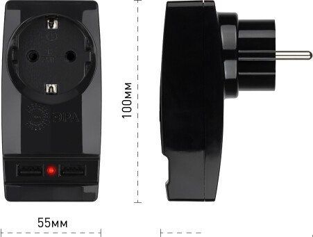 Разветвитель ЭРА SP-1e-USB-B Б0026333