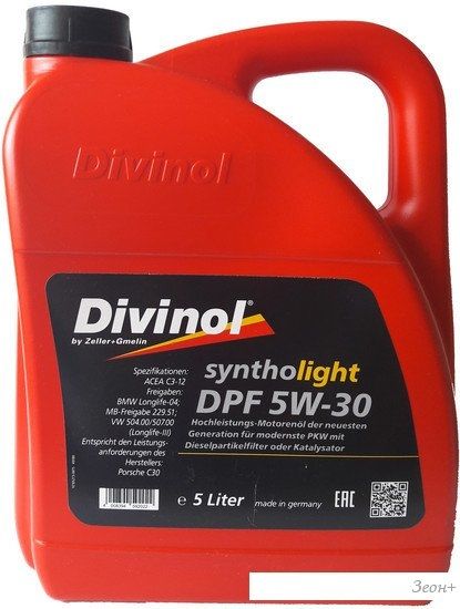 Моторное масло Divinol Syntholight DPF 5W-30 5л