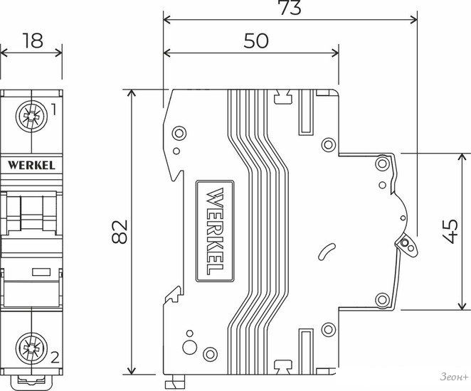 Выключатель автоматический Werkel 1P 63 A C 6 кА W901P636