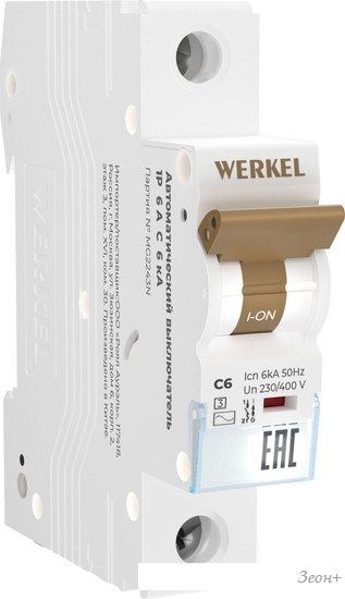 Выключатель автоматический Werkel 1P 6 A C 6 кА W901P066