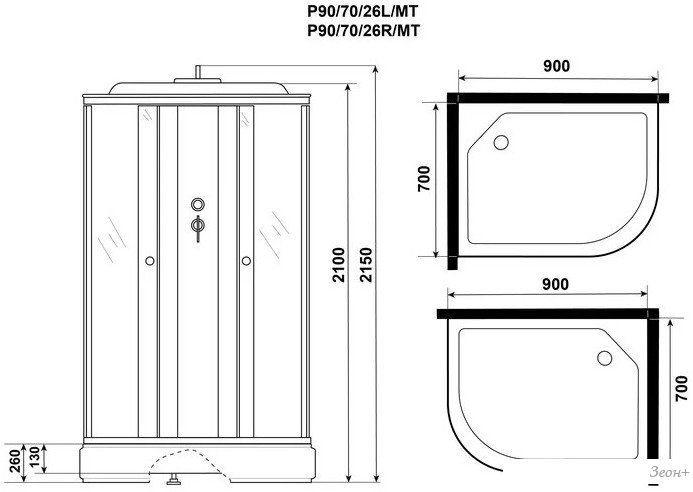 Душевая кабина Niagara Promo P90/70/26R/MT 90x70x215