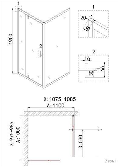 Душевая дверь Niagara NG-43-10AG 100x190