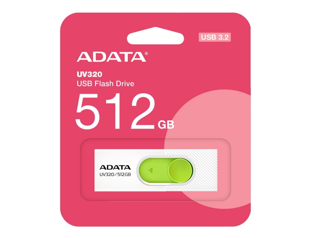 USB Flash ADATA UV320 512GB (белый/зеленый) AUV320-512G-RWHGN