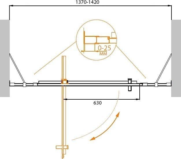 Душевая дверь Cezares MOLVENO-BA-12-90+50-C-Cr-IV 140x190