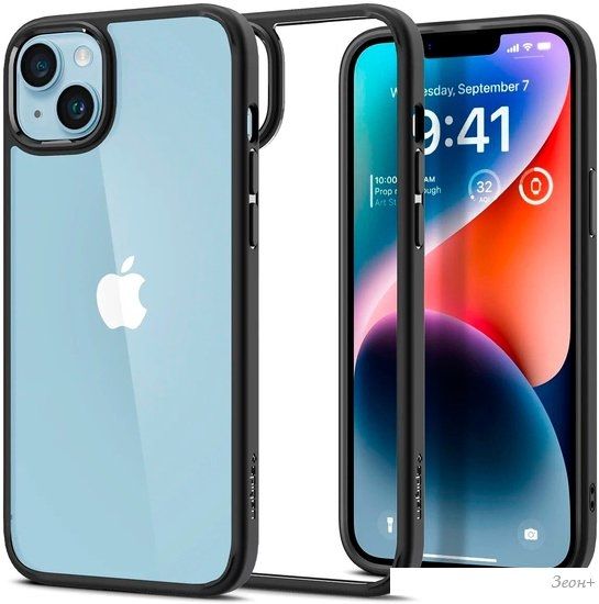 Чехол для телефона Spigen Ultra Hybrid iPhone 14 Matte Black ACS05041 (черный матовый)