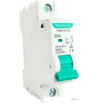 Выключатель автоматический Tengen TGB1N-63 1P 63A C 6kA 1M TGB1N-63-1-63C
