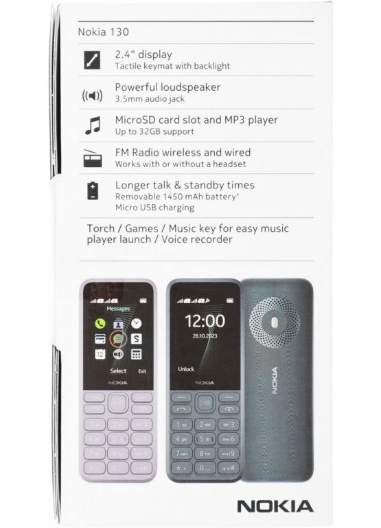 Кнопочный телефон Nokia 130 (2023) Dual SIM ТА-1576 (темно-синий)