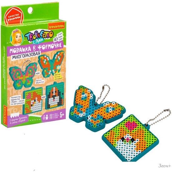Развивающая игра Bondibon Мозаика с формами. Кошка, собака, бабочки ВВ5787