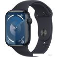 Умные часы Apple Watch Series 9 45 мм (алюминиевый корпус, полуночный/полуночный, спортивный силиконовый ремешок M/L)