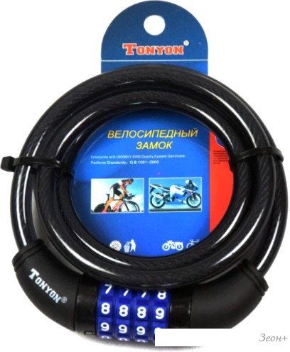 Тросовый велосипедный замок Tonyon 10x1200 5231C-1012 (черный)