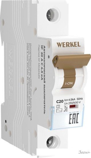 Выключатель автоматический Werkel 1P 20 A C 4.5 kА W901P204