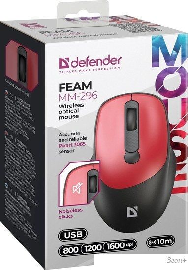 Мышь Defender Feam MM-296 (черный/красный)