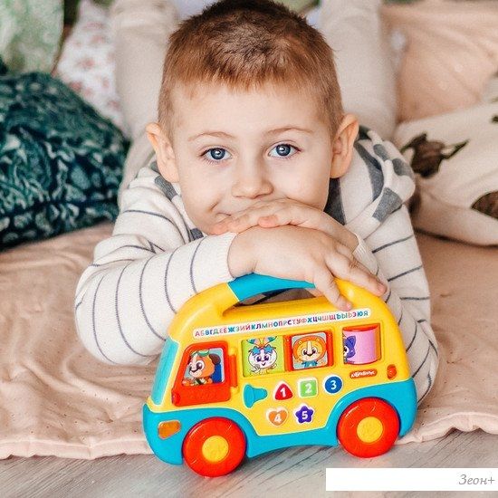 Развивающая игрушка Азбукварик Музыкальный автобус. Первые знания 2808 (синий)