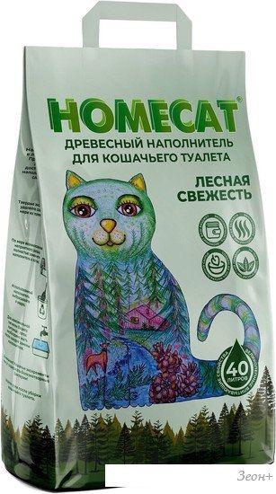 Наполнитель для туалета Homecat Древесный Лесная свежесть 68018 (40 л)