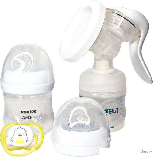 Ручной молокоотсос Philips Avent Natural Motion с бутылочкой для кормления SCD210/03