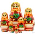 Развивающая игра Брестская Матрешка В оранжевом платье с лесными орехами (набор 7 шт)