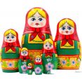 Развивающая игра Брестская Матрешка В зеленом сарафане и красном платке (набор 7 шт)