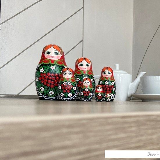 Развивающая игра Брестская Матрешка C ветвями рябины и ромашками (набор 7 шт)