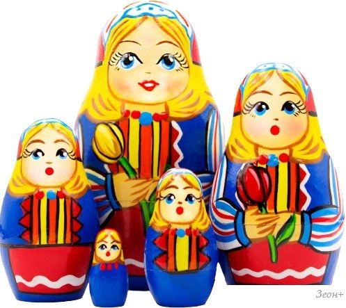 Развивающая игра Брестская Матрешка С тюльпанами в народном голландском костюме (набор 5 шт)