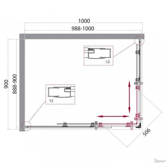 Душевой уголок BelBagno UNO-195-AH-2-100/90-P-Cr